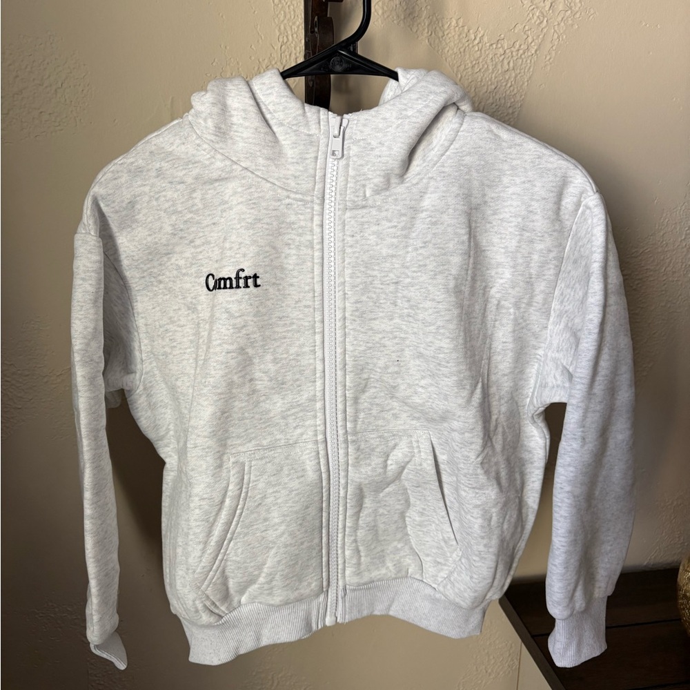 Cmfrt Kids Light Gray Zip-Up Hoodie